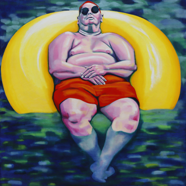 Alter weißer Mann, Öl auf Leinwand, 110 x 110 cm